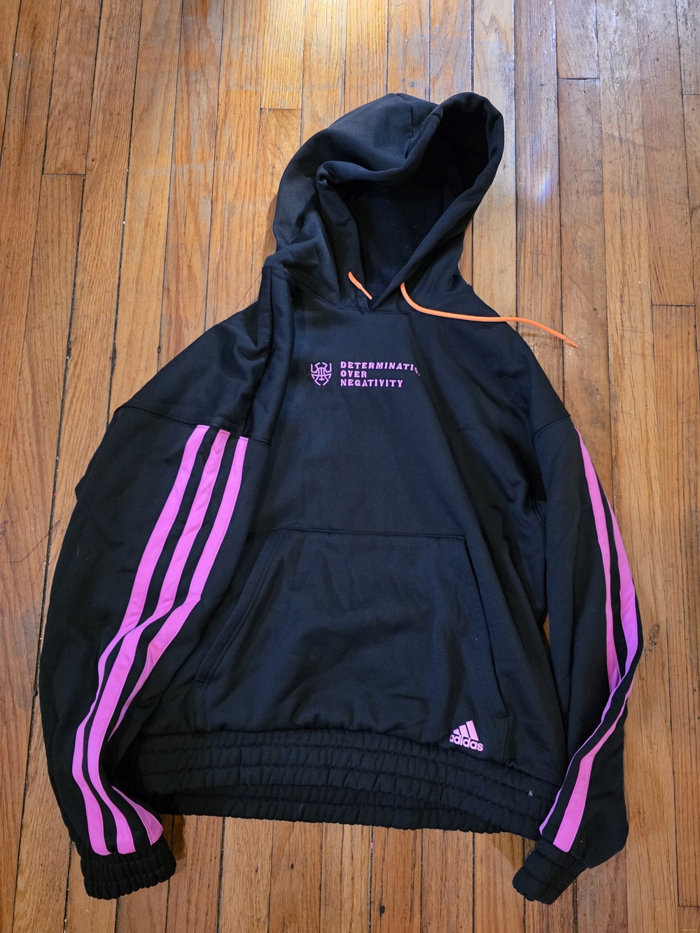 Adidas Donovan Mitchell Determination Over Negativity Hoodie Sz Lg Black Pink